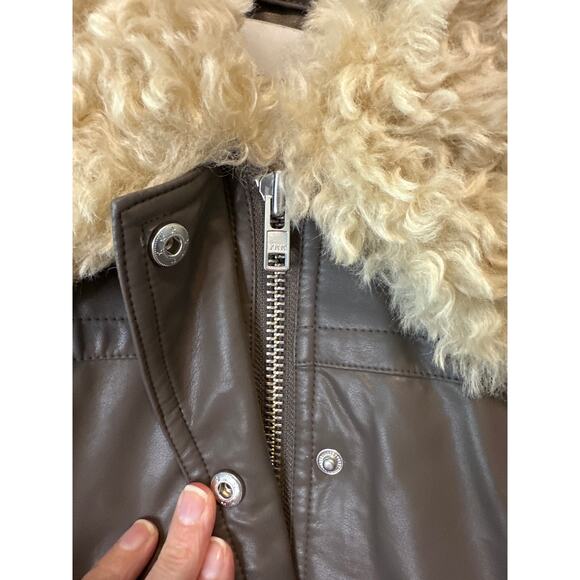 Stand Studio Fran Faux Fur Bomber Jacket Brown Size 6 NWT Free People - Picture 10 of 12
